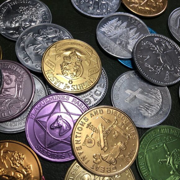 Vintage Lot of 46 Mardi Gras Tokens Range 1960s-1980s, Collectible, Crafting - Picture 12 of 12